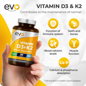 Vitamin D3 & K2 (MK-7) 180 Tablets